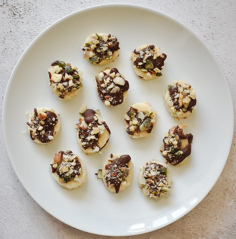 Nutty Chocolate Frozen Banana Bites
