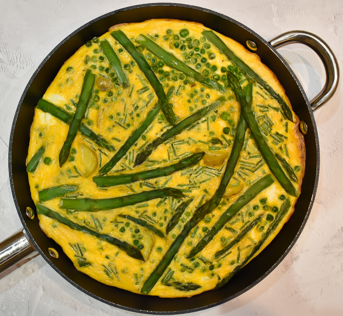 Asparagus, Pea, New Potato & Ricotta Frittata